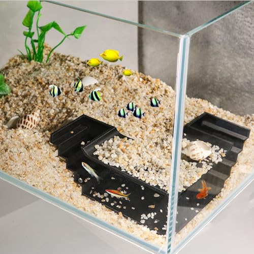 Aquarium Undergravel Fish Tunnel Cave, Black, Modern Resin Fish Hide for Aquarium Hideout (Style 3) - color: Black, style: Style 3