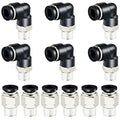 TAILONZ PNEUMATIC Elbow and Straight Combination 5/16 Inch Tube OD x 1/8 Inch NPT Thread Push to Connect Fittings PC-5/16-N1+PL-5/16-N1(Pack of 12) - size: 5/16"OD x 1/8"NPT
