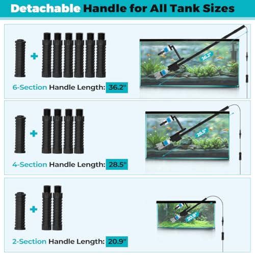 fishkeeper Electric Aquarium Gravel Cleaner, 8 in 1 Automatic Fish Tank Cleaner Kit Gravel Vacuum for Fish Tank, for Change Water/Wash Sand/Water Filter/Water Circulation (30W 480GPH)