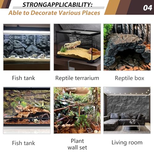 17.7x11.8in Rock Terrarium Background,3D Reptile Tank Background Board,Amphibian Stereo Backdrop Wall,Lizard Snake Gecko Spider Turtle Fish pet silo Background Decorative Panel(Yellow) - color: yellow-17.7"*11.8"（1pcs）