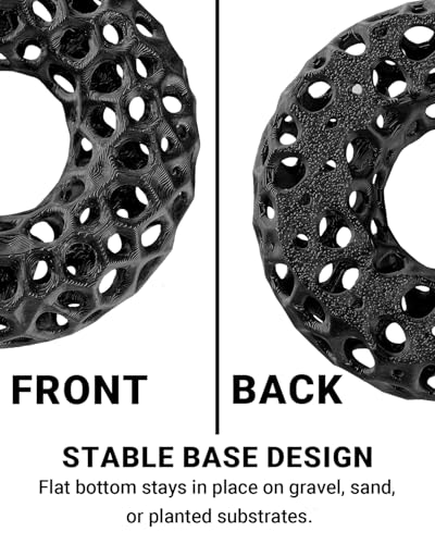 Shrimp Cave for Fish Tank Plants, 2-Pack Round Aquarium Caves for Cherry & Dwarf Shrimp, Plant-Compatible Shrimp Tank Accessories, Aquarium Decor (Black)