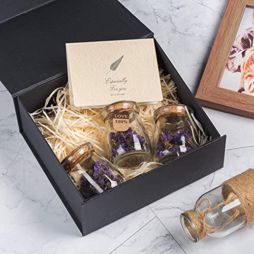 LIFELUM Gift Box 2 Pack 8 x 7 x 3 Christmas Gift Boxes with Magnetic Lid Rose Gold Gift Box with Ribbon Sturdy Storage Box for Presents Contains Card, Ribbon, Shredded Paper Filler - color: Black 8x7x3 Inch, size: 1 count (Pack of 2)