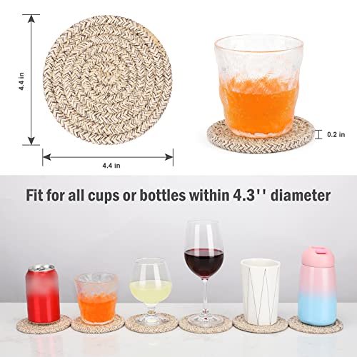 ABenkle Drink Coasters with Holder Set of 10, Cotton Woven Absorbent Coasters for Drinks, Minimalist Home Decor Coaster Set for Wooden Tabletop Protection Table, 4.3 inches - color: Mixed Brown, size: 10 Pcs