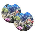 Reef Coral Fish Red Egypt Animals Wildlife Nature Ocean Life Aquarium Hawaii Car Cup Holder Mats (2-Pack) - Universal Coasters for Sedans, Trucks, Suvs & Boats, All-Weather Drink Protectors