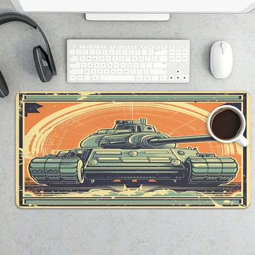 XXL Gaming Mouse Pad Tank XXL Gaming Mouse Pad Large Desk Mat Protector for Desktop, Anti-Slip Rubber Extended Computer Keyboard Mat Writing Pad Mousepad for Work Office Home, 11.8 * 27.5 in,B-1485 - color: B-1485, size: 11.8*27.5 In