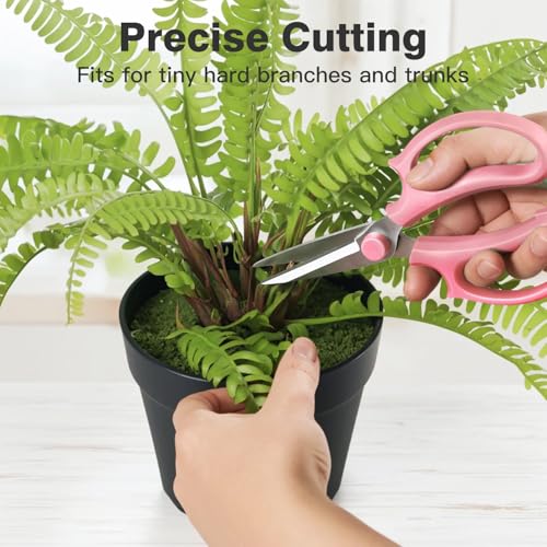 Housolution Flower Scissors, Strong Floral Shears, Premium Steel Pointed Garden Pruning Shears Floral Fruits Leaf Scissors Hand Pruner Snip Trimming Tool for Gardening Flower Arrangement, Pink - color: Pointed-pink, size: 1 Pack