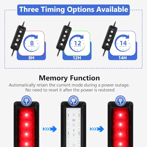fishkeeper Clip On Aquarium LED Light, 24/7 Mode Full Spectrum Fish Tank Light with Timer, Adjustable 8 Color / 5 Brightness Simulate Sunrise-Day-Sunset-Moon for 7.87-12.99 inch Planted Tank 9W - size: 9W for 7.87-12.99 Fish Tanks