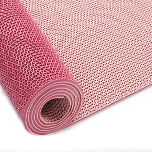 SRDDQLC PVC Drainage Floor Mat Non-Slip Commercial Wet Area Mat for Outdoor and Indoor Restaurant Kitchen Bar Swimming Pool Splash Matting Water Drain Flooring Mat (Pink and Red, 3FTX11FT) - color: Pink and Red