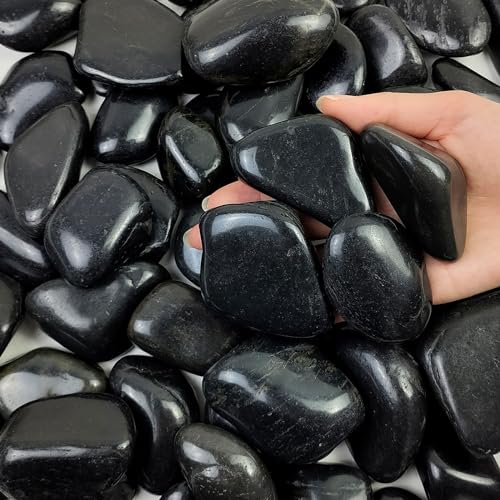 FANTIAN 20 lbs Large Black River Rocks for Garden, 2-3 inch Polished Pebbles for Plants. Decorative Stones for Planters Landscaping Vase Aquarium and Fish Tank - size: 2-3 inch, style: 20.0 Pounds