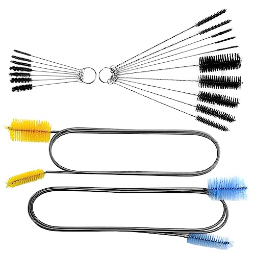 19 Pieces Tube Cleaning Brushes Set,Flexible Double-Ended Hose Brush with Stainless Steel Long Tube Cleaning Brush,Aquarium Brushes, Pipe Cleaner,Filter Brush,Drain Brush for Home Kitchen