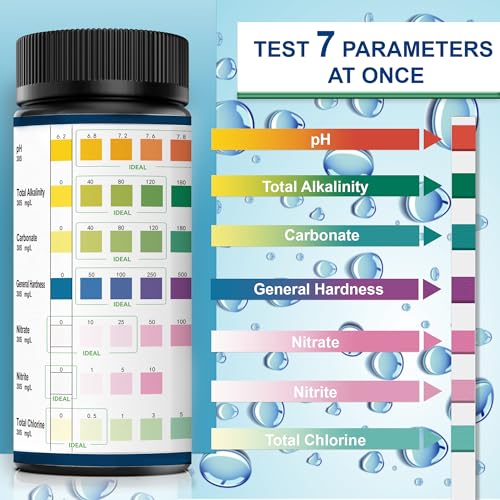 Aquarium Test Strips, 7-Way Aquarium Test Kit for Freshwater Saltwater,50 Strips Quick and Accurate Fish Tank Pond Test Strips,Test Nitrate, Nitrite, Chlorine,Hardness,Alkalinity, Carbonate, Ph - color: 7 WAY-50ct