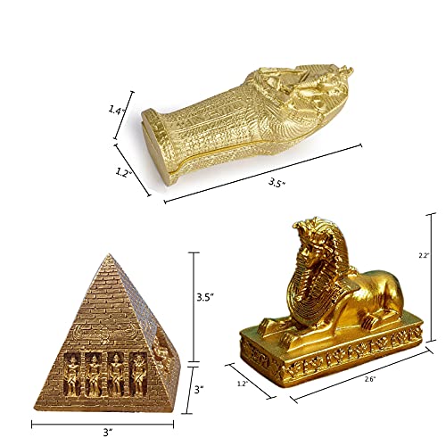 Ancient Egypt Aquarium Fish Tank Decorations Decor (Set of 3) Pyramid Sphinx Statue Mummy Sculpture Reptile Turtle Lizard Spider Tanks Terrarium Décor Ornament Pet - color: Ancient Egypt a