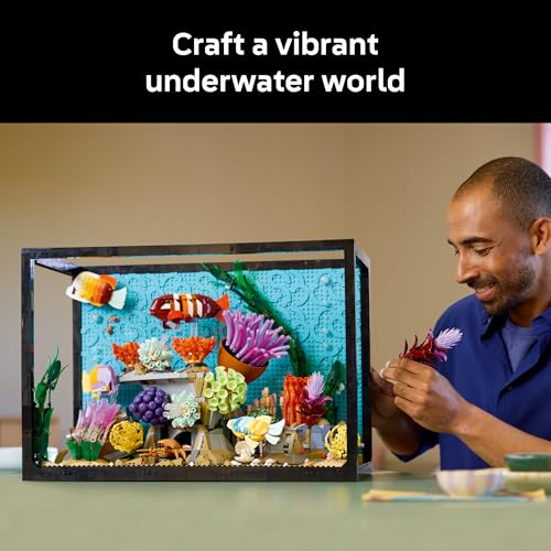 LEGO Icons Tropical Aquarium Building Set for Adults, Ages 18+ - Bedroom, Home Office Decor - Gifts for Men & Women - Model Fish Kit with Plants & Corals - 10366