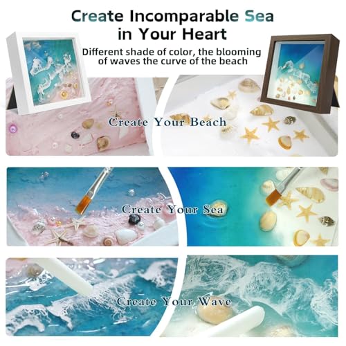 iLAND Crafts for Adults Zen Ocean Resin Art Kit, Creative Teen Crafts Resin Kit for Beginners, Crafting Hobbies for Women, DIY Sea Art Projects for Adults, Unique Beach Themed Gifts for Crafty Crafter - color: Premium White