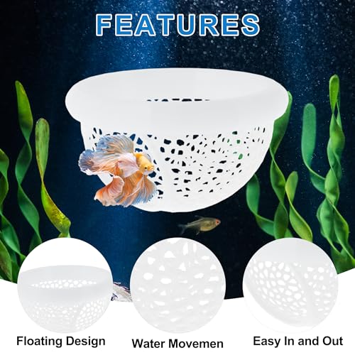 Betta Hideout Cave, Aquarium Floating Betta Hideout, Multi-Functional Betta Fish Hammock, White - color: White