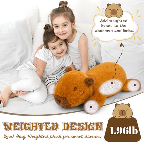 Weighted Capybara Stuffed Animal,21in 1.9lb Weighted Stuffed Animals Soft Capybara Plush Pillow for Kids, Cute Huggable Cartoon Plush Gifts for Kids, Boys and Girls - color: Brown, size: ['23 inches (58 cm)']