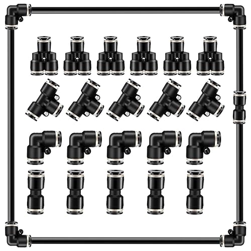 1/4" Od Straight Air Line Union Push Air Fitting Pneumatic Push To Connect Air Fittings 5 Pack - color: Black-Straight, size: 1/4" OD 5 PCS