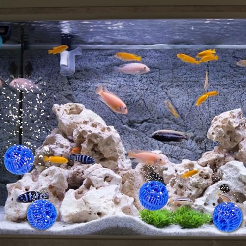 Blue Plastic Biological Aquarium Filter Media Balls 500ml Fish Tank Biologic Filtration Material with Mesh Bag for Freshwater and Seawater