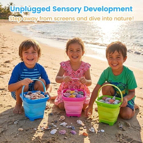 Shindel Collapsible Bucket for Kids, Foldable Pail Bucket for Beach Toys, Summer Toys, Camping Gear, Beach Party, Fishing, and Fun Summer Activities - color: Mix 1