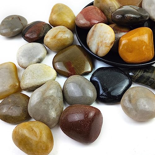40LB Mixed Color River Rocks - 2-3 inch High Polished Decorative Pebbles, Polished Stones for Landscaping, Natural River Rocks for Outdoor Décor, Plants,Vase Filler,Fish Tank - size: 40LB, style: Mixed Color