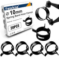10mm (0.39") Spring Band Hose Clamps, 20 Pack Small Hose Clamps for 9-10.5mm OD Fuel Line, Water Tube, Air Tube & Silicone Hose - size: 10mm