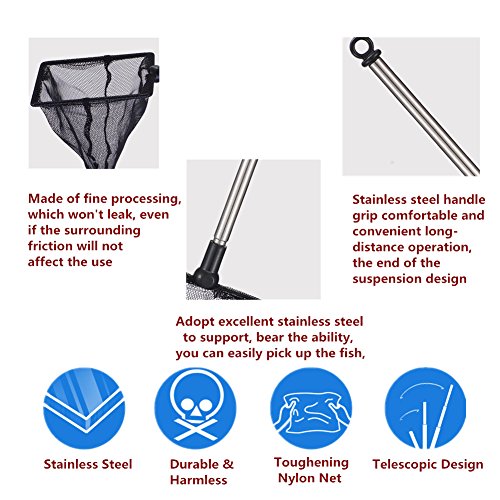 Telescopic Fishing Landing Net for Aquarium, Pond & Shore – Round Mesh Design, Lightweight Aluminum Grip, Foldable for Easy Storage (Compatible with Small Fish & Shrimp)