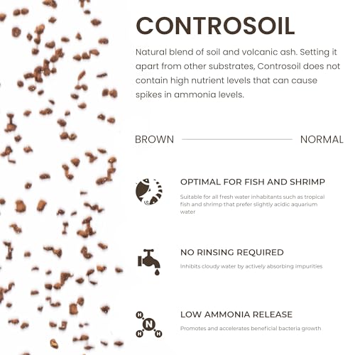 Ultum Nature Systems Controsoil - Freshwater Aqua Soil Substrate for Fish, Shrimp, Live Plant Propagation and Aquascaping - 6.8pH Low Ammonia, Volcanic Ash - Brown, Normal (3 Liter) - color: Brown - Normal, size: 3 Liters (2.7 kg)