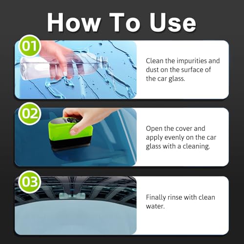 2PCS Automotive Oil Film Cleaning Brush, 2026 Upgrade 2.0 Oil Film Remover Improves Clarity and Visibility for Car Windows, 150ml Universal Windshield Cleaning Brush for All Glass Surfaces
