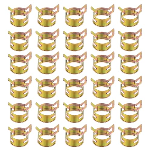 PATIKIL Spring Band Hose Pipe Clamps for 17-19.5 mm OD Hose, 30 Pack Silicone Vacuum Constant Tension Band Clips for Fuel Line Silicone Air Hose Tube Water Pipe, Gold - size: 17-19.5 mm