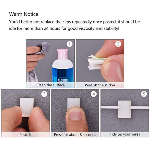 100 Pieces U Type Adhesive Cable Clips Wire Clips Drop Cable Management Clamps Wire Cord Holder Cable Fixed Organizer - 2 Color