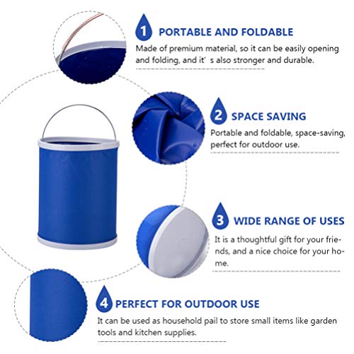 Wakauto Collapsible Water Bucket Folding Bucket Portable Water Storage Container Wash Basin Foot Bath Tub for Fishing Camping Travel Gardening Blue 9L - color: Blue 11l