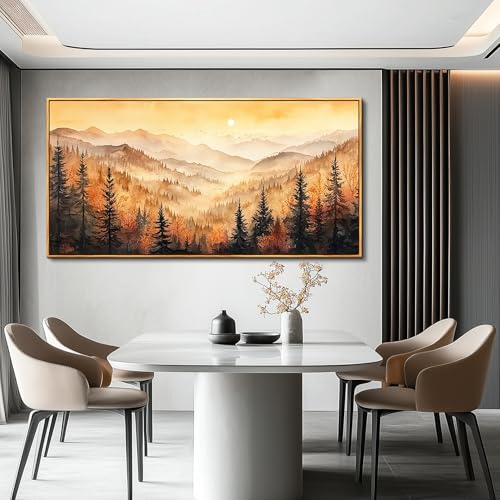 FUHAIHUA Wood Framed Canvas Wall Art For Living Room Large Wall Decor For Office Bedroom Decorations Forest Landscape Pictures Farmhouse Painting Artwork Room Wall Mural Aesthetic Home Decor 30x60 In - color: Forest Landscape Wood Framed, size: 60"L x 30"