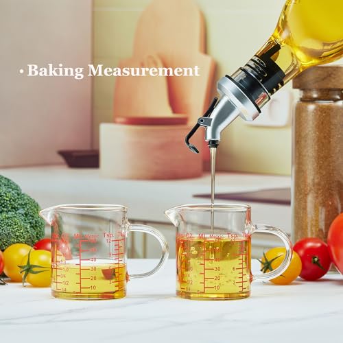 Ackers BORO3.3 Measure Glass -[Insulated handle | V-Shaped Spout]-Made of High Borosilicate Glass Measuring for Kitchen or Restaurant, Easy to Read, 60 ML (2 Oz) 丨(2 Pack) - size: 60ML/2OZ
