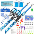 Kids Fishing Pole, Portable Telescopic Kids Fishing Poles for Boys and Girls, Fishing Rod and Reel Combo Kit with Tackle Box, and Fishing Net, Best Fishing Pole for Toddler Youth - color: Blue+Blue