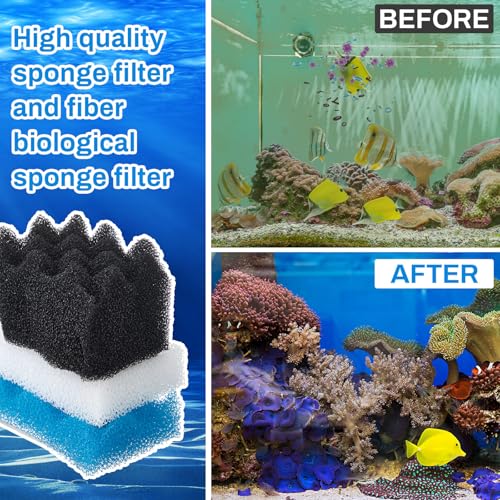 Threlaco 18 Pcs Bio Sponge Set Compatible with Fluval 406/407 Aquarium Filters Compatible with Aquarium Filters Including Blue White Black Bio Sponge for Replacement Filter Media Kit - style: 406/407