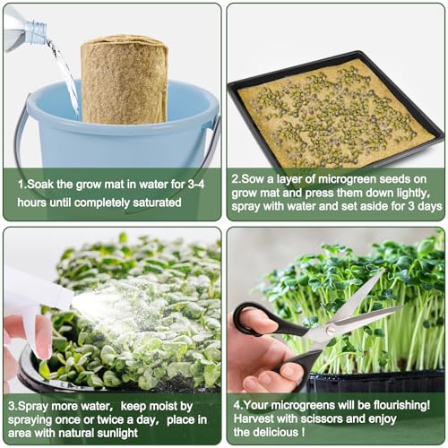 1Roll 10" X 236" Microgreen Growing Mat Hemp Fiber Grow Mats Microgreens Growing Kit Jute Hydroponic Pads Indoor Organic Production for Microgreen Starter Tray Wheatgrass Sprouts - size: 1 Roll 10" X 236"