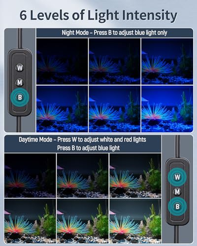 Pawfly 18 W Aquarium LED Light for 24 to 30 Inch Fish Tanks Extendable Fish Tank Light with Full Spectrum Brilliant White Blue Red Lights with Daytime & Night Modes and Adjustable Brightness - color: Basic, size: 24"-30"
