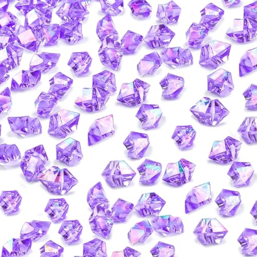 DomeStar 550PCS Small Purple Vase Fillers, Acrylic Fake Ice Rocks Purple Gems Crystals Plastic Diamonds Table Centerpiece Fish Tank Table Scatter Photography Props Display Decor (0.4 * 0.6inch) - color: Bright Purple
