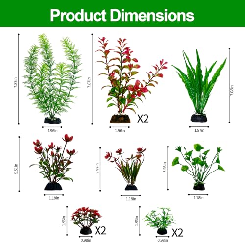 11 Pack Aquarium Plants, Fish Tank Decoration, Artificial Plastic Plants for Household and Office Aquarium
