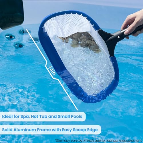 Poolvio 14" Pool Skimmer Net – Heavy Duty Leaf Net with Aluminum Frame with Diamond-Pattern Ultra-Fine Soft Mesh Bag – Pool Cleaning Tool for Leaves, Sand, Pollen & Small Debris (No Pole) - size: 14" Spa Pool Net