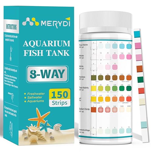 Aquarium Test Strips 8 In 1, 150ct Aquarium Ammonia Test Strips for Saltwater Freshwater Aquariums,Pond Fish Tanks, Aquarium Test Kit-Test pH, Alkalinity,Nitrate,Ammonia and More - color: 8 way aquarium test strips