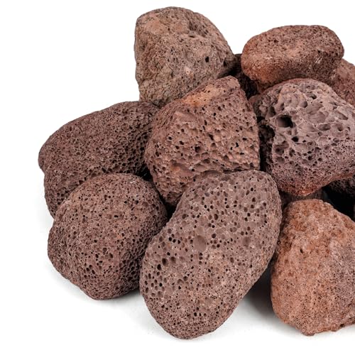 Mr. Fireglass Lava Rock Granules, 2.75"-5" Large Volcanic Lava Rock for for Fire Pits, Fire Bowls, Fire Table and Gas Log Sets, Decorative Landscaping, Indoor & Outdoor Fireplaces - 10 Pounds, Red - color: Red, size: 2.75"-5"