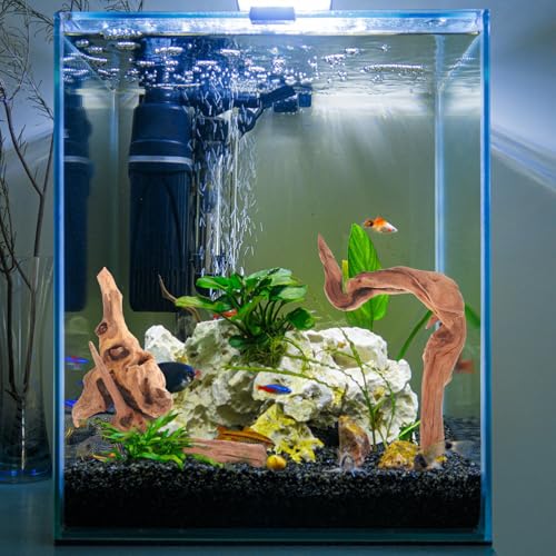 4pcs Aquarium Driftwood Branches for Fish Tank Décor, Natural Sinkable Wood Logs 15-20cm for Freshwater Fish Habitat and Reptile Hideout
