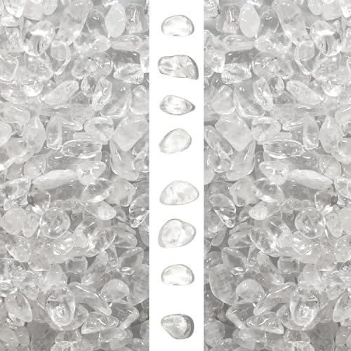 gemshan 2lb Clear Quartz Chips Natural Crushed Crystal Chip Bulk 7mm-9mm Tumble Healing Crystal Stone for Aquarium Vase Plant Decoration Jewelry DIY - color: Clear Quartz