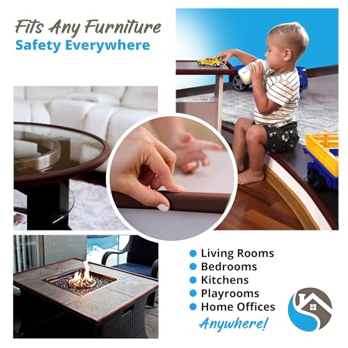 Premium 12ft Edge Protector for Baby, Odorless & Waterproof Foam Cushion with 3M Adhesive Tape, Non-Toxic to Baby Proof Corners and Edges, Wall Corner Protector & Desk Edge Cushion Brown - color: Brown, size: 12ft