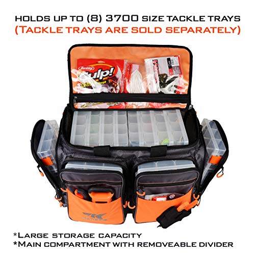 KastKing Fishing Gear & Tackle Bags - Saltwater Resistant Fishing Bags - Fishing Tackle Storage Bags - color: B1: Large-Lunker (Without Trays, 19.7"x13"x10.6")-Orange