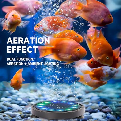 Fish Tank Bubbler with Multi-Colored Aquarium LED Light & Air Stones for Aquarium Decoration Oxygenation（12 Heads LED） - size: 12 LEDs Light