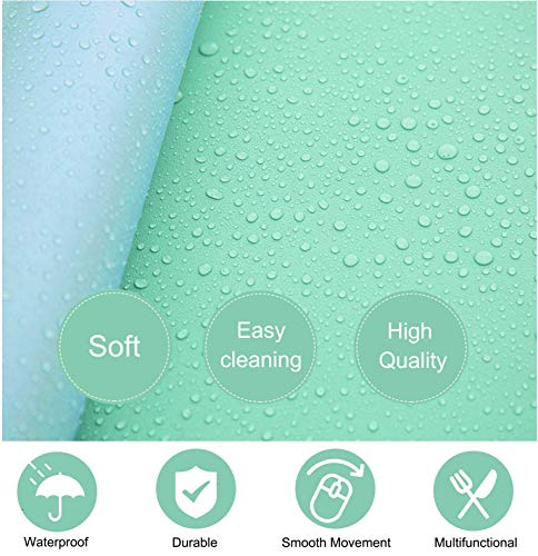 SUJAYU Dual Sided PU Leather Desk Pad, Mouse Pad, Office Desk Mat, Non-Slip Laptop Desk Pad, Waterproof Desk Writing Pad for Office and Home (31.5" x 15.7", Green+Blue) - color: Green+blue, size: 15.7" x 31.5"