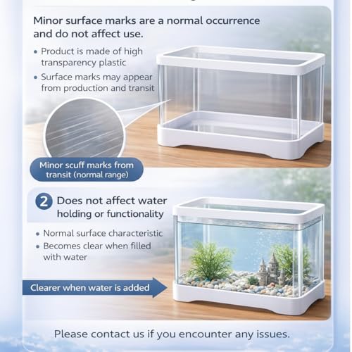 Geelin 2 Gallon Plastic Rectangular Fish Tank, Aquarium for Betta Fish Reptiles Succulents Flower Centerpiece, Shatterproof with Clear Clarity for Home Office Desktop Decors (White) - color: White