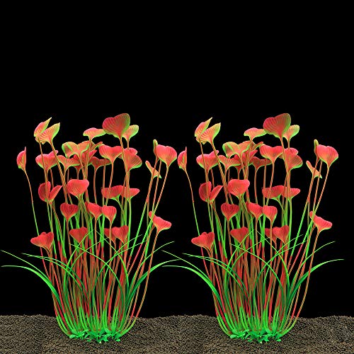 ALEGI Fish Tank Decorations Plastic Plants Large,Aquarium Artificial Plants Decoration Ornament Safe for All Fish-16 inch 2Pcs (Pink 2 pcs) - color: Pink 2 Pcs